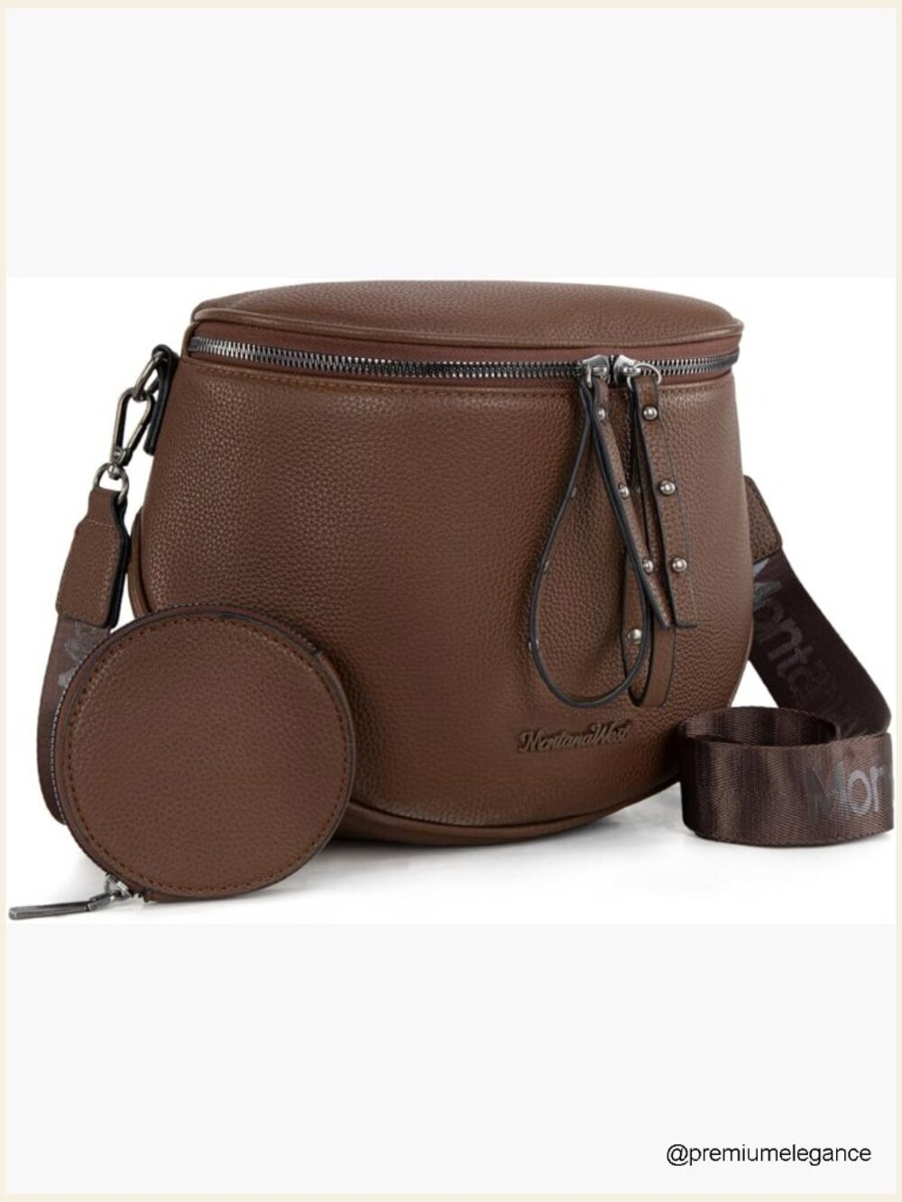 Large Vegan Leather Crossbody Fanny Pack Bum Bag with Coin Purse